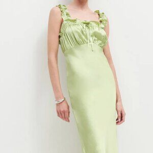 Reformation Erdem Green Silk Dress